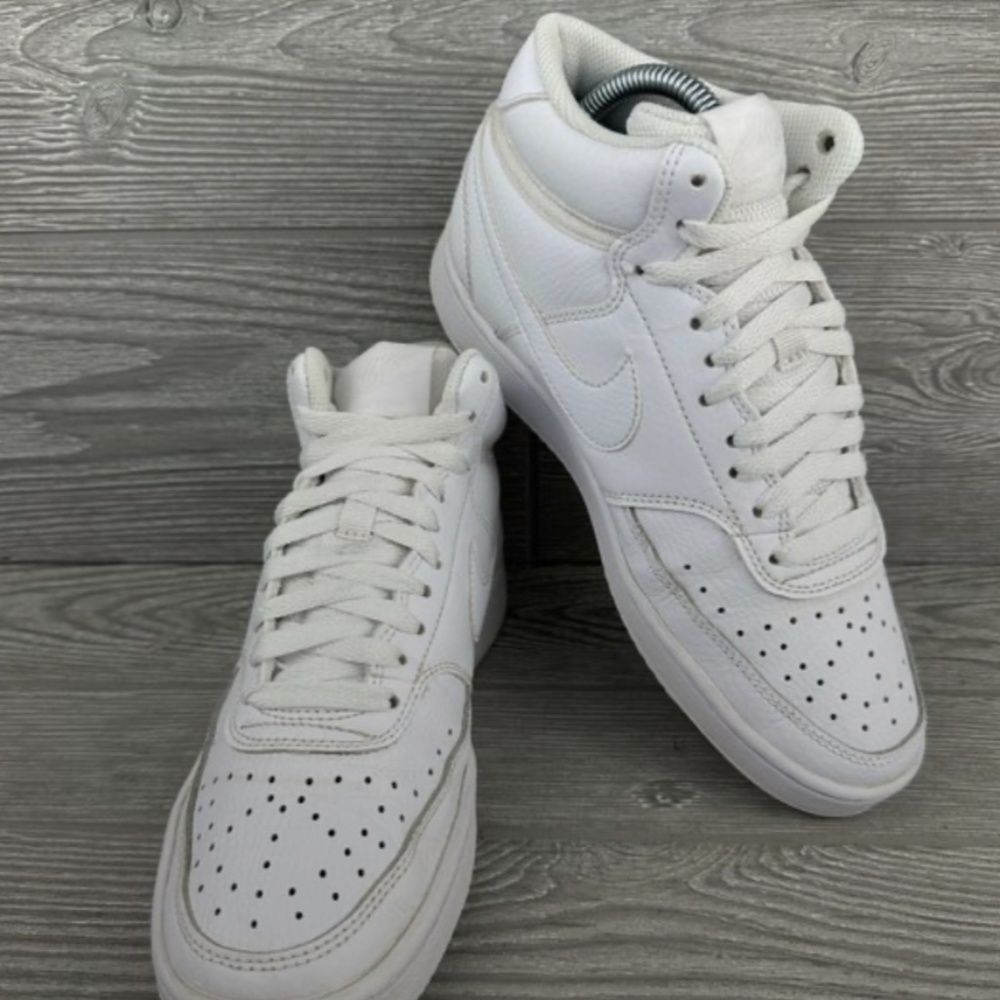 Nike Court Vision Mid Women Size 7 Triple White Sneaker Running Shoes CD5436-100